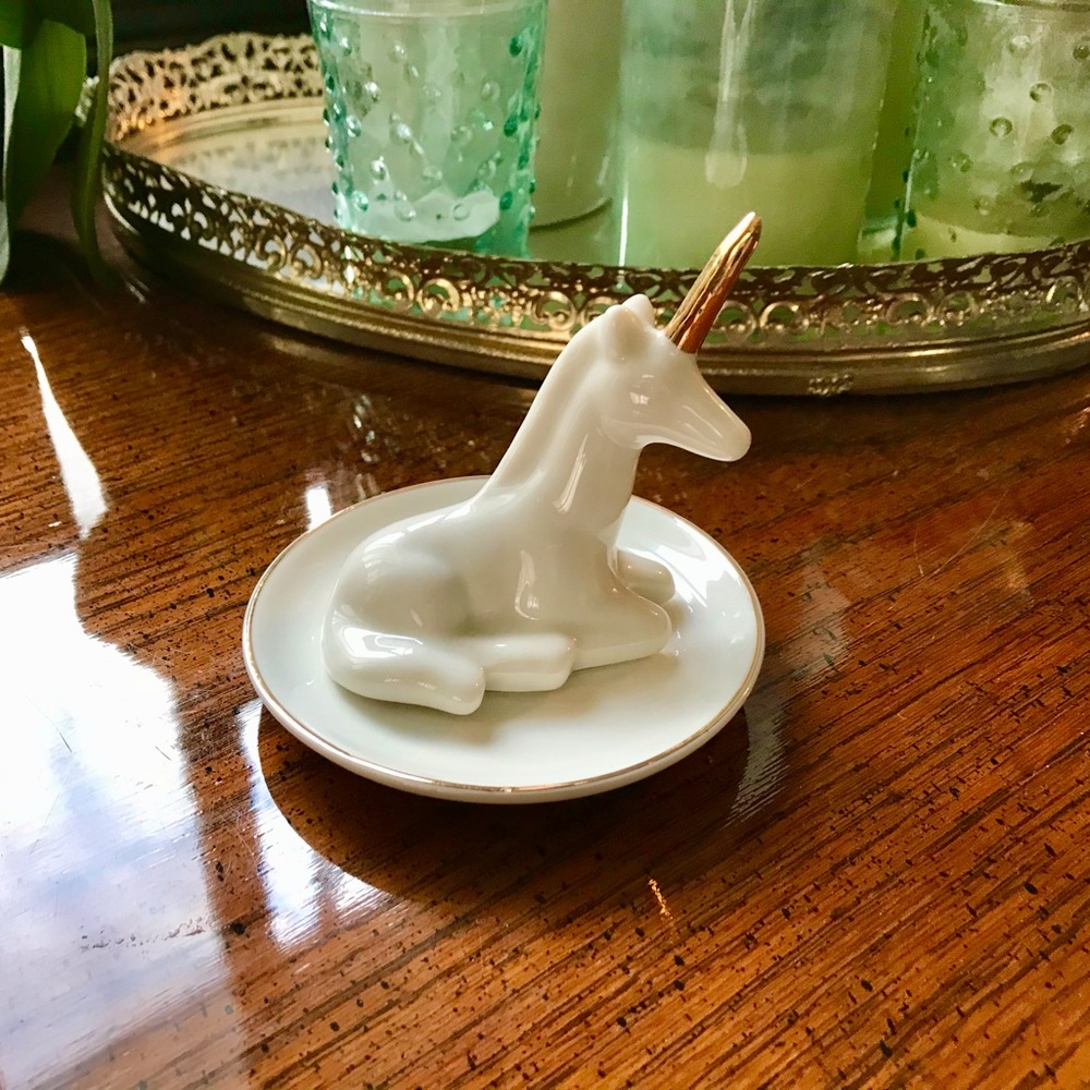 2/$10 New Unicorn Ceramic Porcelain Ring Bracelet Necklace Jewelry Dish